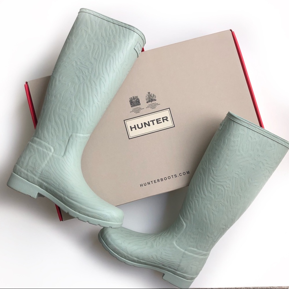 Hunter Refined Coral Textured Tall Boots Sea Spray